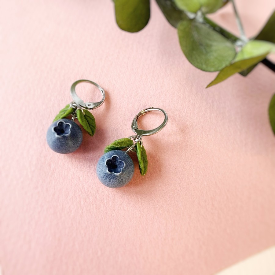 Auskarai Šilauogės |2 lapeliais|AUK-4